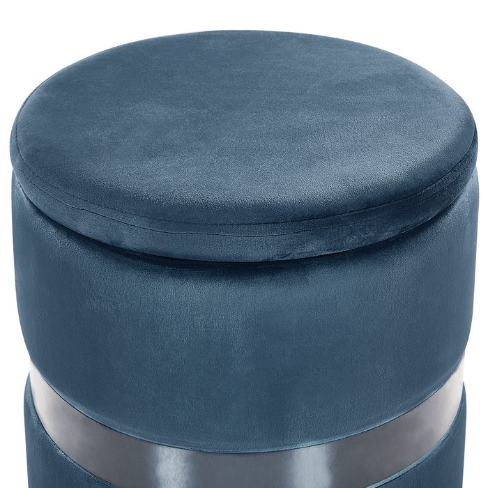 Beliani - DORIS - Poef - Zeeblauw - Fluweel