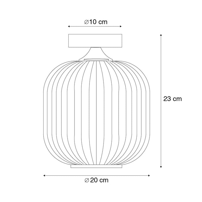 QAZQA Art deco plafondlamp zwart met smoke glas - Karel