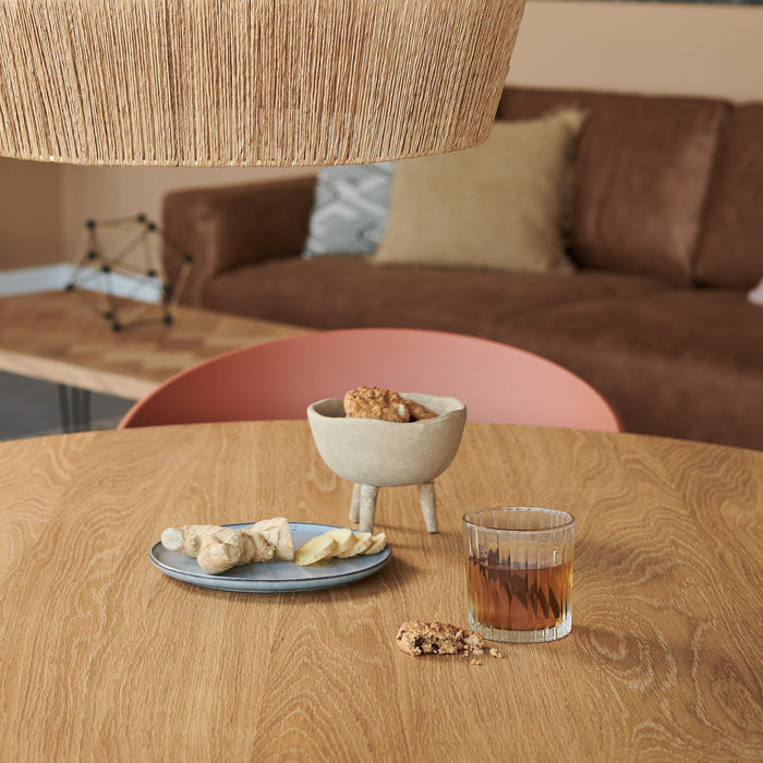 by fonQ basic Rounded Eettafel Ø 120 cm - Eiken/Beige