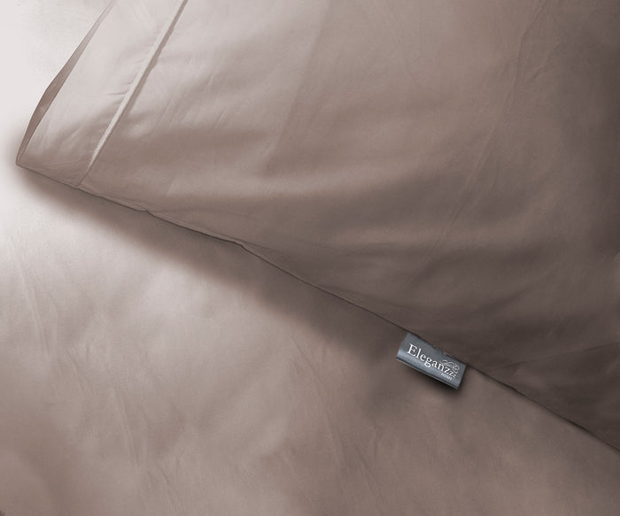 Elegance Dekbedovertrek Uni Percal Katoen Met Bies taupe