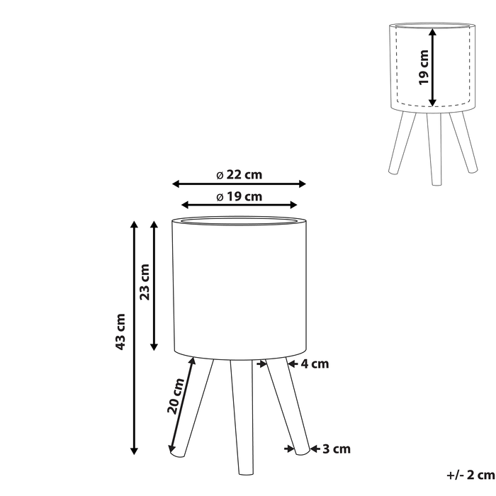 Beliani - KOTTES - Plantenbak - Lichtbruin - 22 cm - Magnesiumoxide