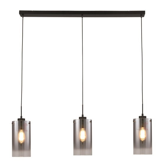 Freelight Hanglamp Ventotto Zwart & Smoke Glas 3 Lichts