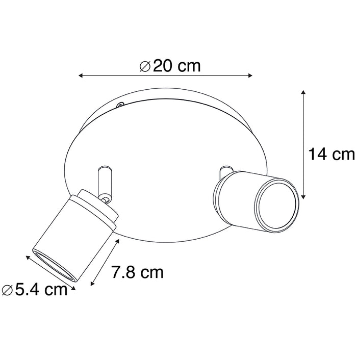 QAZQA Moderne badkamer spot zwart 2-lichts IP44 - Ducha