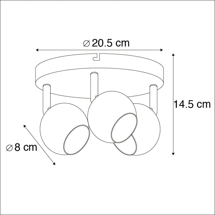 QAZQA Retro ronde spot messing met plafondplaat 3-lichts - Gissi