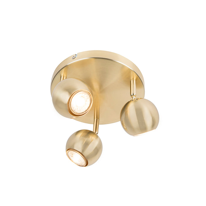 QAZQA Retro ronde spot messing met plafondplaat 3-lichts - Gissi