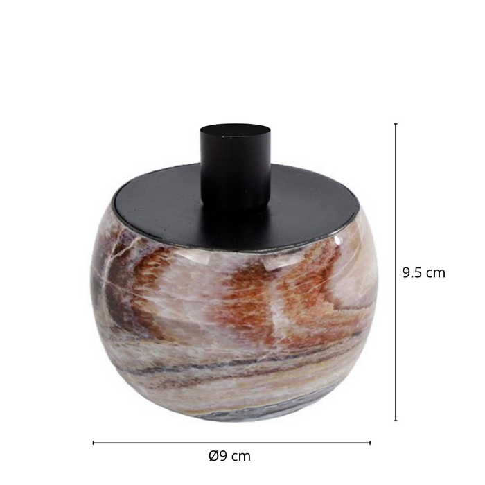 Dulaire Kaarsenhouder|Kandelaar Marmer Bruin Zwart 9.5 cm