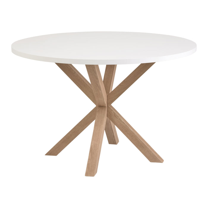 Kave Home Argo Eettafel - Ø 120 cm - Wit / Eiken