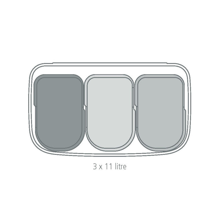 Brabantia Bo Touch Bin Afvalemmer 3 x 11 L - Platinum