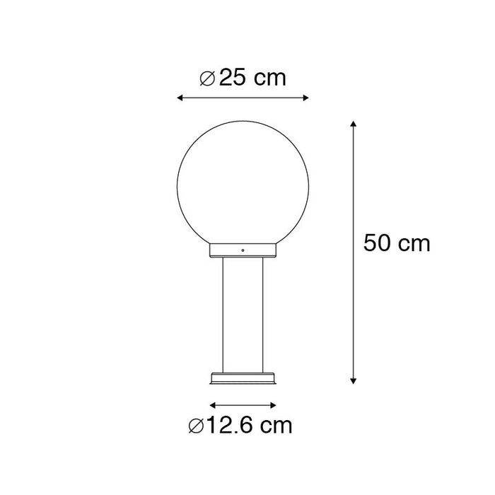 QAZQA Staande buitenlamp zwart met heldere bol 50 cm IP44 - Sfera