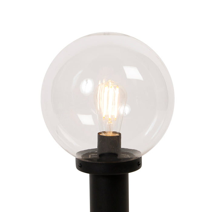 QAZQA Staande buitenlamp zwart met heldere bol 50 cm IP44 - Sfera