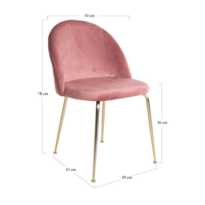 Artichok Aniek Eetkamerstoel Velvet Roze - Gouden Poten