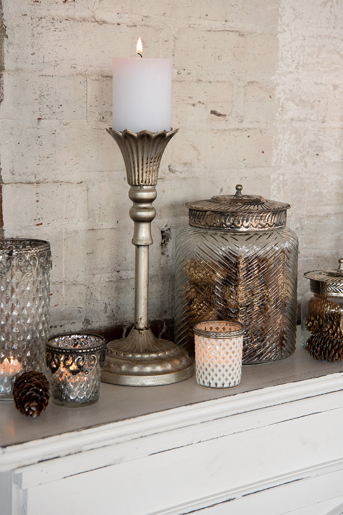 Clayre & Eef Voorraadpot Ø 15x21 cm Glas Metaal Voorraadbus Bewaarpot