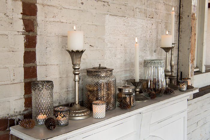 Clayre & Eef Voorraadpot Ø 15x21 cm Glas Metaal Voorraadbus Bewaarpot