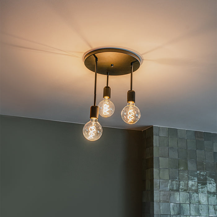 QAZQA Moderne plafondlamp zwart 3-lichts - Facil