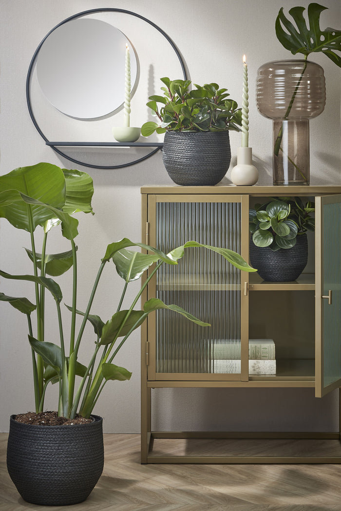 Mica Decorations Phoenix Wandspiegel - B11 x Ø58 cm - Metaal - Zwart