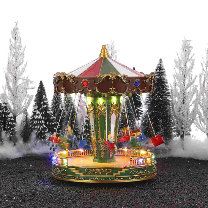 LuVille Kerstdorp Miniatuur Kermisattractie Zweefmolen - H27 x Ø21 cm