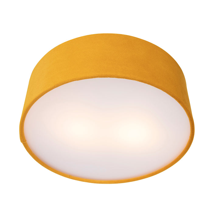 QAZQA Moderne plafondlamp oker 30 cm met gouden binnenkant - Drum