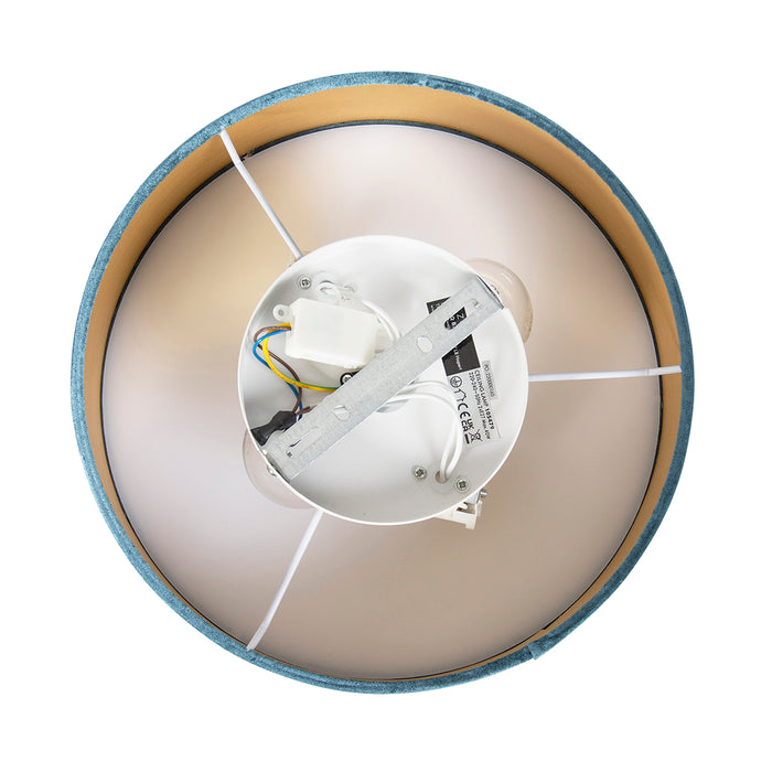 QAZQA Moderne plafondlamp blauw 30 cm met gouden binnenkant - Drum