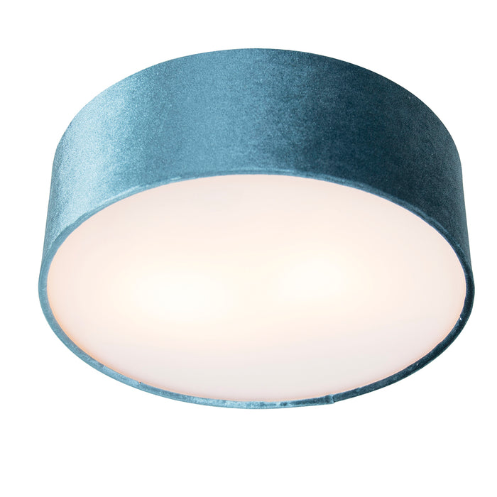 QAZQA Moderne plafondlamp blauw 30 cm met gouden binnenkant - Drum
