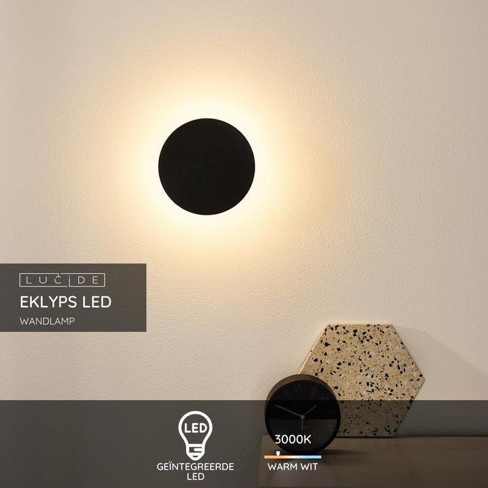 Lucide EKLYPS LED Wandlamp - Zwart