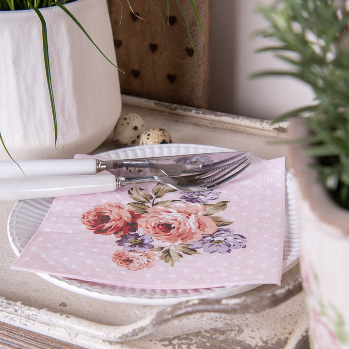 Clayre & Eef Servetten Papier Set van 20 33x33 cm (20) Roze Papier