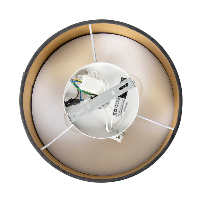 QAZQA Moderne plafondlamp grijs 30 cm met gouden binnenkant - Drum