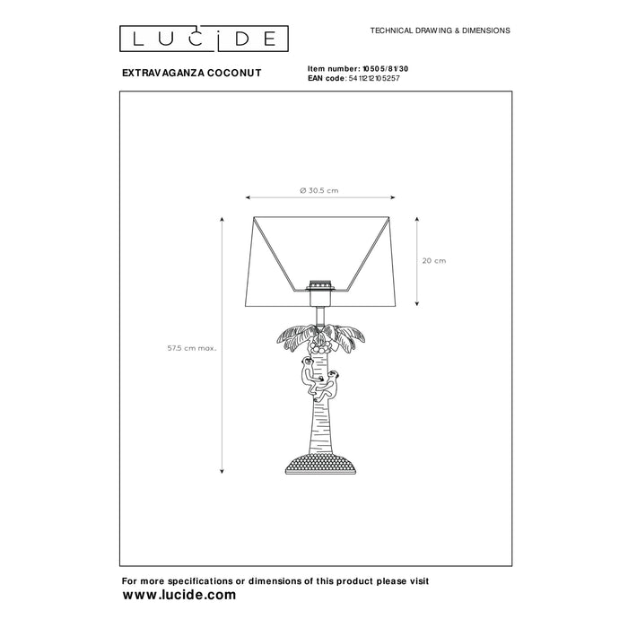 Lucide EXTRAVAGANZA COCONUT Tafellamp - Zwart