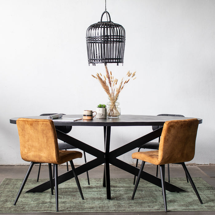 Giga Meubel - Eettafel Ovaal - Zwart - Visgraat - 200cm - Tafel Max