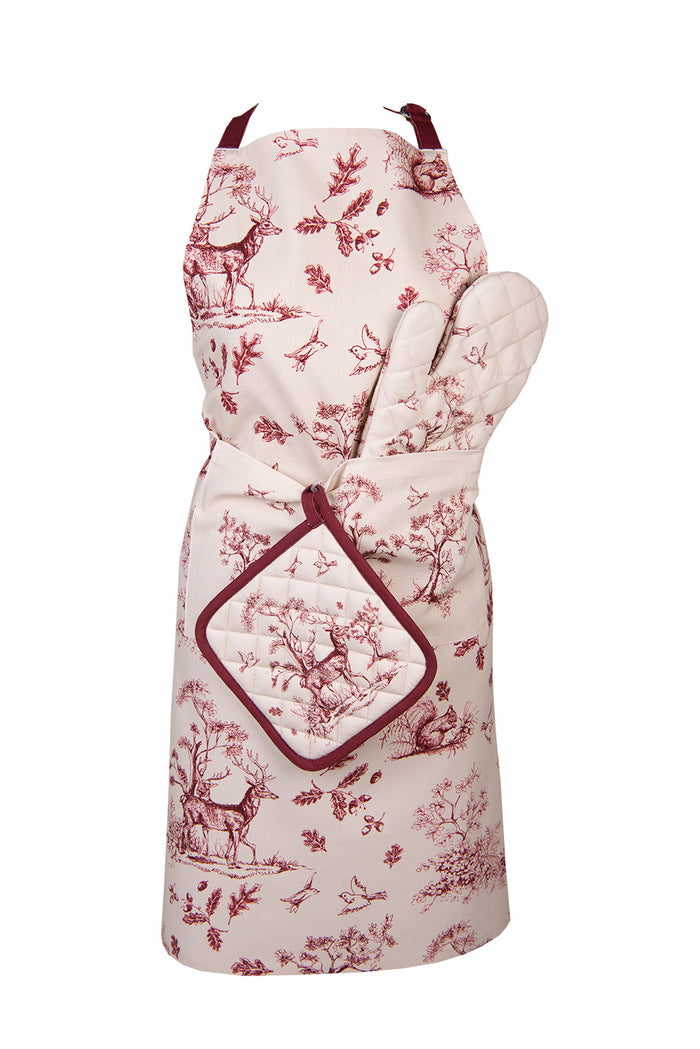 Clayre & Eef Pannenlap 20x20 cm Wit Roze Katoen Vierkant Rendier