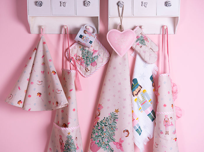 Clayre & Eef Pannenlap 20x20 cm Beige Roze Katoen Notenkraker Afgiet