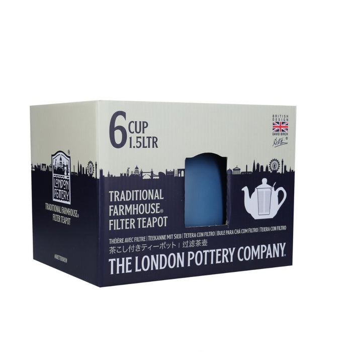 London Pottery - Theepot met Zeef, Keramiek, Nordic Blauw, 1.5 L - Lon