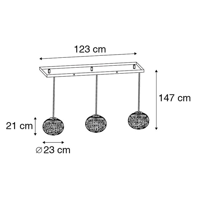 QAZQA Landelijke hanglamp bamboe langwerpig 3-lichts - Canna