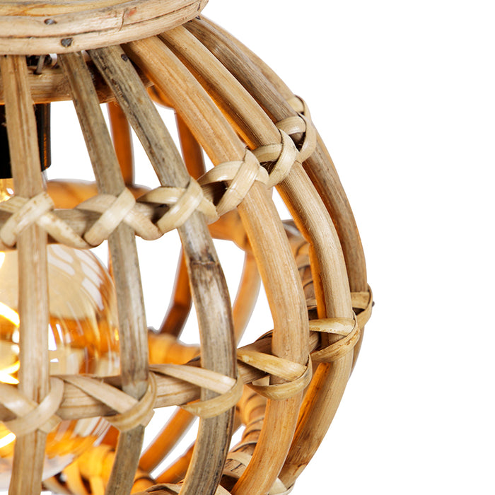 QAZQA Landelijke hanglamp bamboe langwerpig 3-lichts - Canna