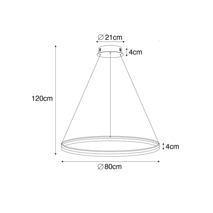 QAZQA Hanglamp donkerbrons 80 cm incl. LED 3-staps dimbaar - Anello