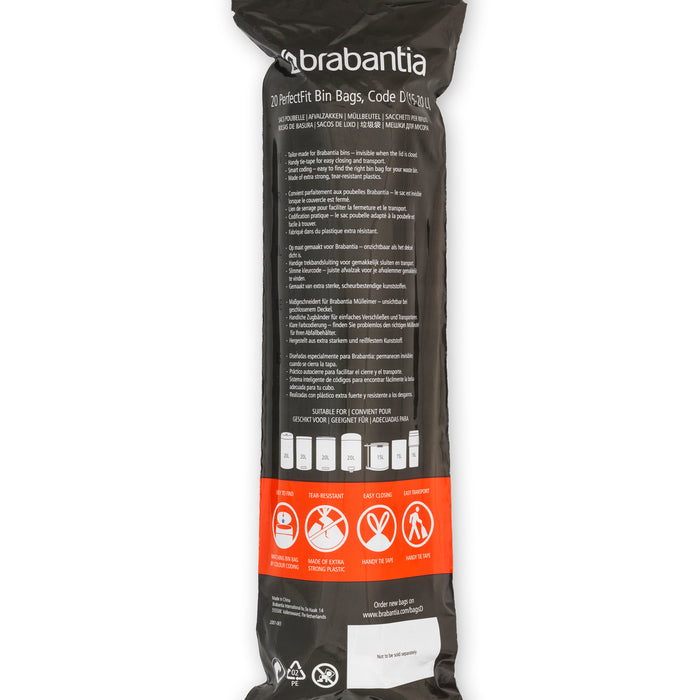 Brabantia Type D PerfectFit Afvalzak 15-20 Liter - 20 zakken