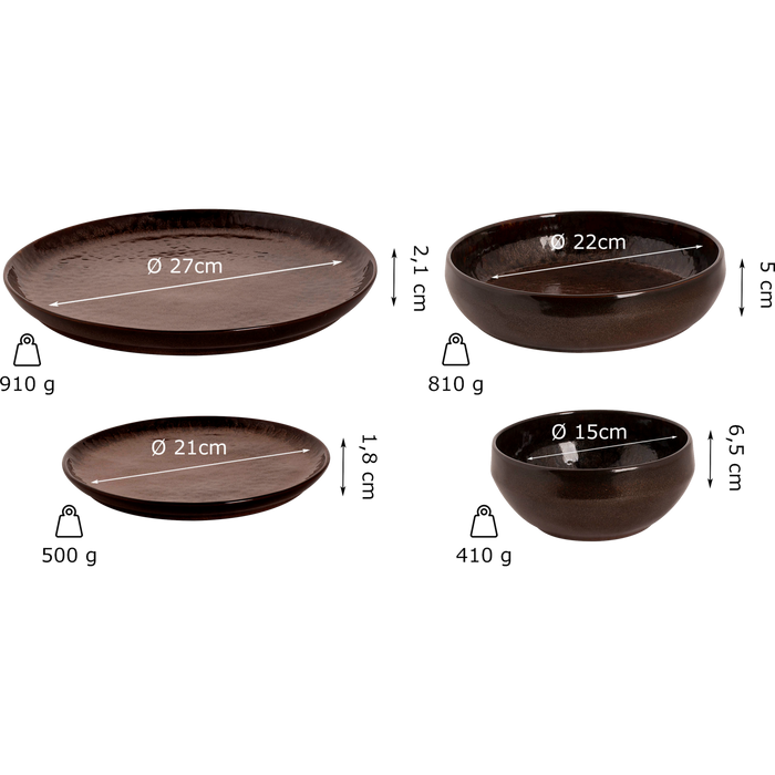 Palmer Serviesset Bama Copper Stoneware 6-persoons 24-delig Koper