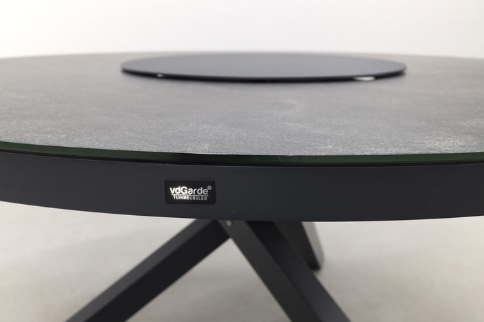 VDG Perth ronde tuintafel - antraciet - ceramic - 150 cm.