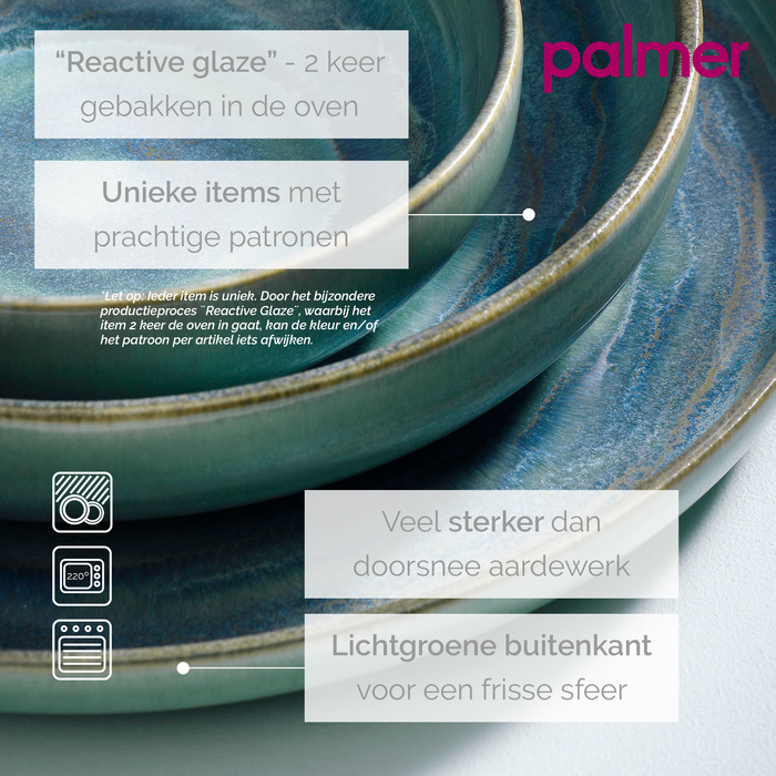 Palmer Serviesset Miami Stoneware 6-persoons 24-delig Groen