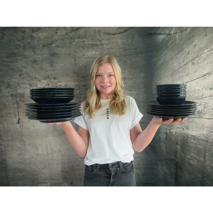 Palmer Serviesset Kiryu Porselein 6-persoons 24-delig Blauw