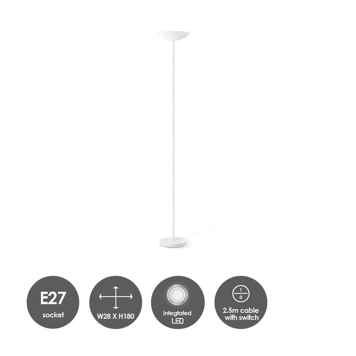 Home Sweet Home Easy 180 LED Vloerlamp - Modern Wit - 28x28x180 cm