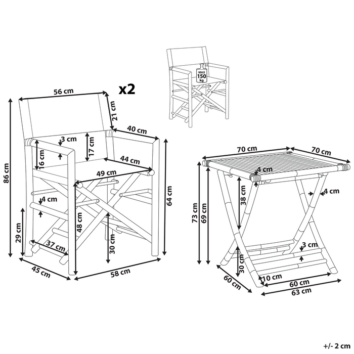Beliani - MOLISE - Bistroset voor 2 - Lichte houtkleur - Bamboehout