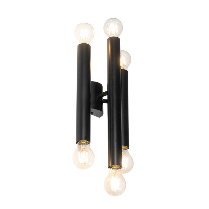 QAZQA Art Deco wandlamp zwart 6-lichts - Tubi