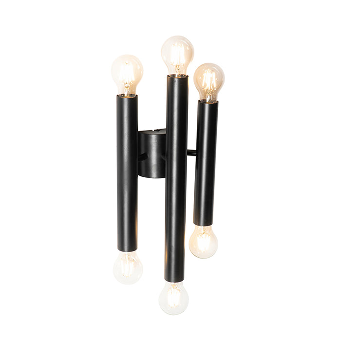 QAZQA Art Deco wandlamp zwart 6-lichts - Tubi