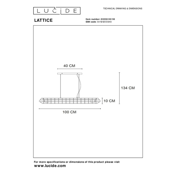 Lucide LATTICE Hanglamp - Zwart