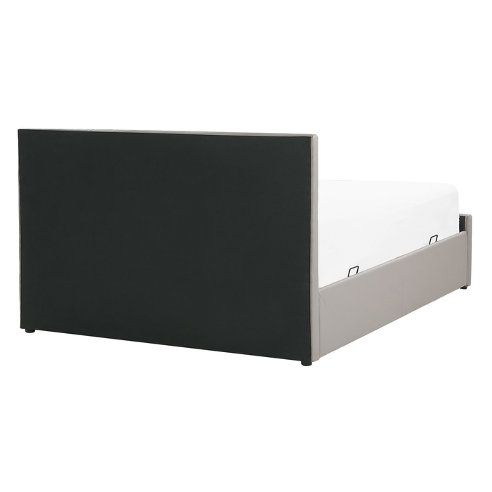 Beliani-ROCHEFORT-Bed met opbergruimte-Grijs-140 x 200 cm-Kunstleer