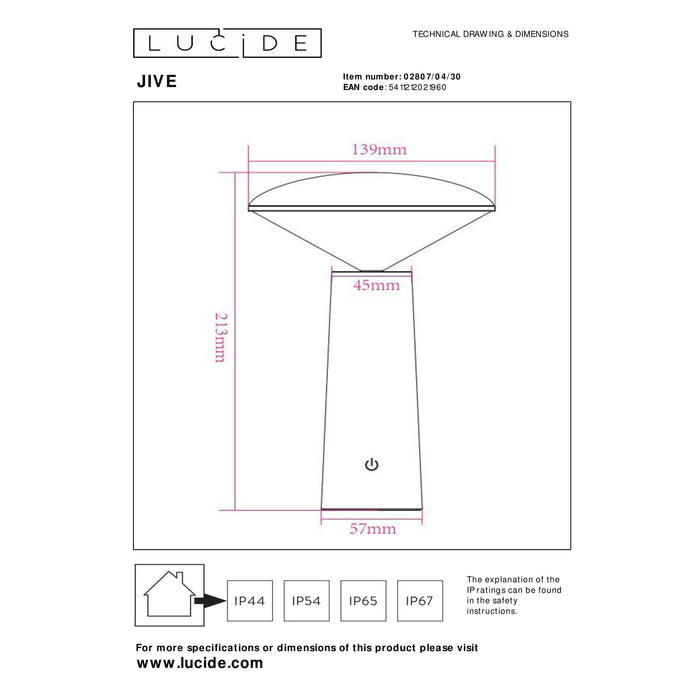 Lucide JIVE Tafellamp - Zwart