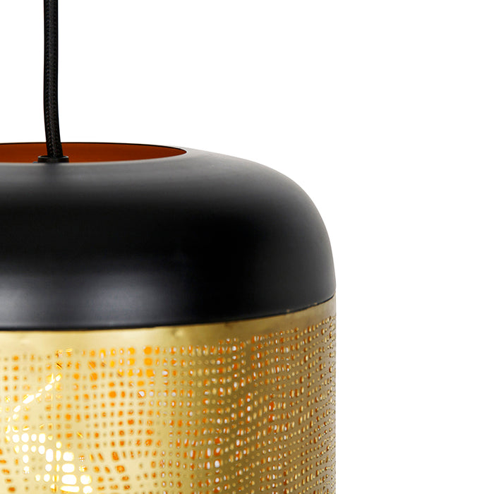 QAZQA Vintage hanglamp zwart met messing - Kayleigh