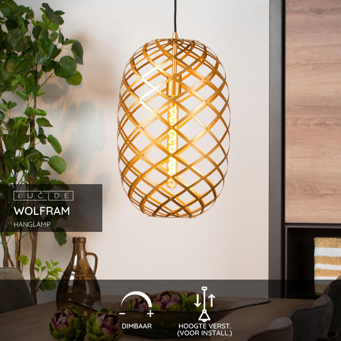 Lucide WOLFRAM Hanglamp - Mat Goud | Messing