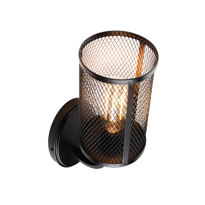 QAZQA Wandlamp gauze wl - Zwart - Industrieel - L 170mm
