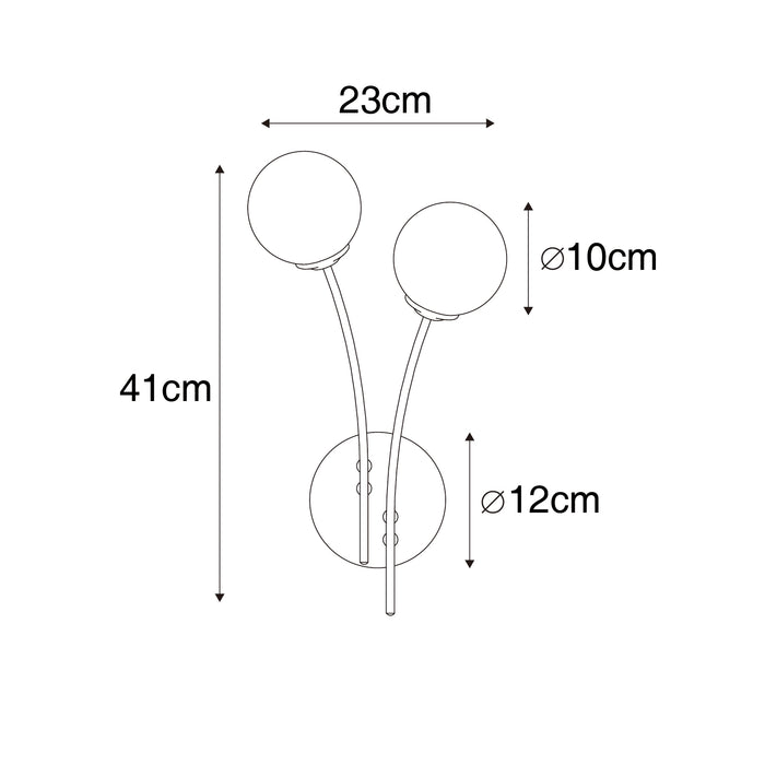 QAZQA Moderne wandlamp goud met opaal glas 2-lichts - Athens